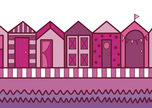 A4 PINK BEACH HUTS PRINT