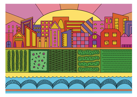 A4 SUNSET TOWN PRINT